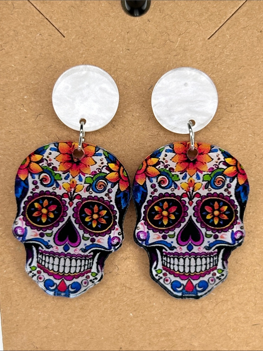 Colorful Sugar Skull Stud Earrings Fashion Jewelry